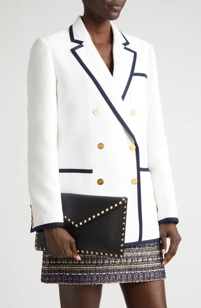 Valentino Rockstud Large Envelope Clutch Bag In Nero