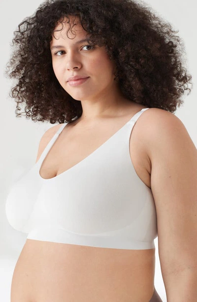 True & Co. Soft Form V-neck Adjustable Strap Bralette In White