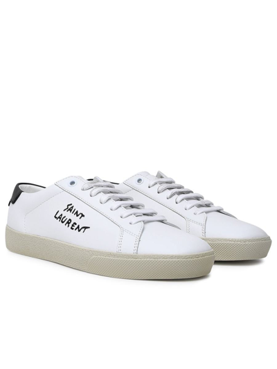 SAINT LAURENT WHITE LEATHER SNEAKERS 
