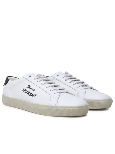 Shop Saint Laurent White Leather Sneakers