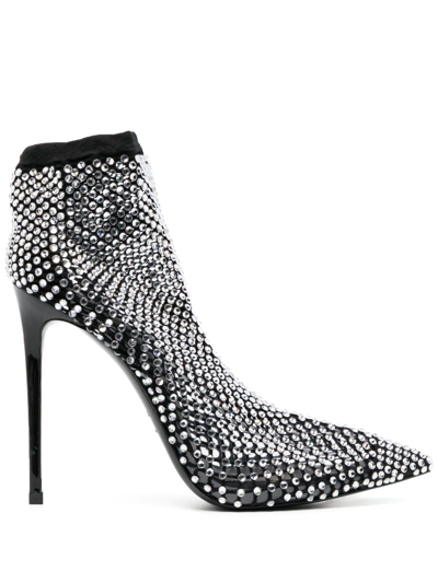 Shop Le Silla Gilda 85mm Crystal-embellished Boots In Black