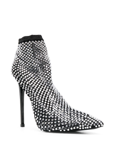 Shop Le Silla Gilda 85mm Crystal-embellished Boots In Black