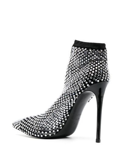 Shop Le Silla Gilda 85mm Crystal-embellished Boots In Black