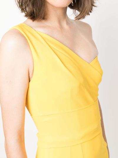 Pre-owned Dolce & Gabbana One-shoulder Fitted Midi Dress In Yellow