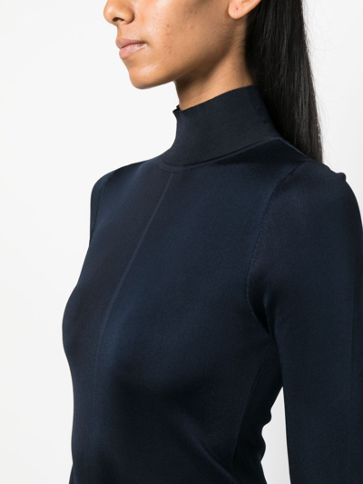 Shop Saint Laurent Knit Long-sleeve Maxi Dress In Blau