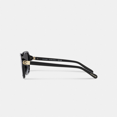 Coach Hinged Horse And Carriage Square Sunglasses In Black