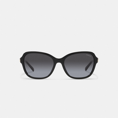 Coach Hinged Horse And Carriage Square Sunglasses In Black