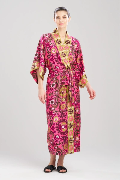 Shop Natori Palazzo Kimono Wrap Robe In Fiesta Pink Combo