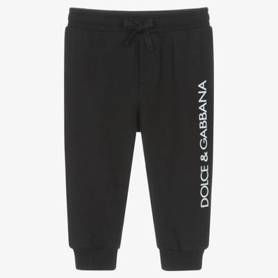 Shop Dolce & Gabbana Boys Black Cotton Joggers