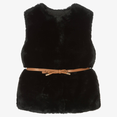 Shop Mayoral Girls Black Faux Fur Gilet