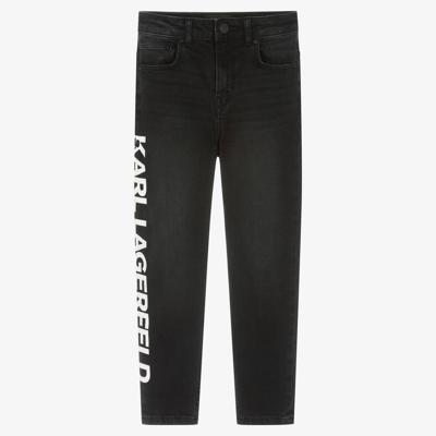 Shop Karl Lagerfeld Kids Teen Boys Black Denim Jeans