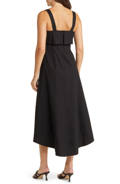 Shop Theory Linen Blend High-low Dress In Black