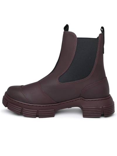Ganni Recycled Rubber Heeled City Boot In Bordeaux | ModeSens
