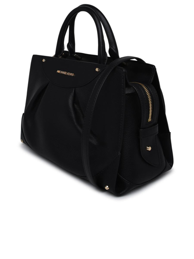 Shop Michael Michael Kors Enzo Sat Stockskin Bag In Black Leather