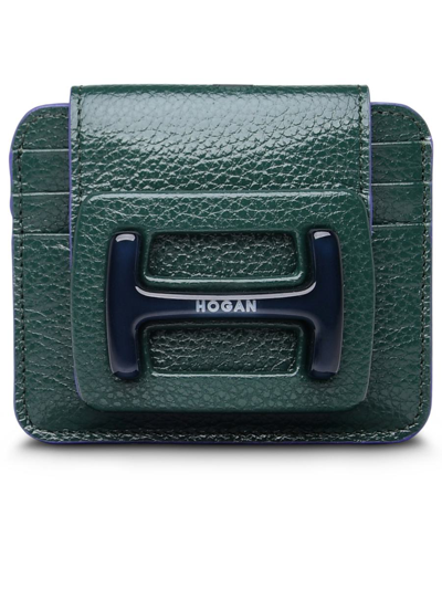 Shop Hogan Plexi Card Holder In Green Leather
