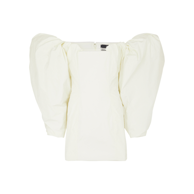 Shop Jacquemus La Robe Taffetas Puff-sleeve Taffeta Mini Dress In Off White