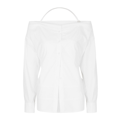 Shop Jacquemus La Chemise Peplo Stretch-cotton Shirt In White