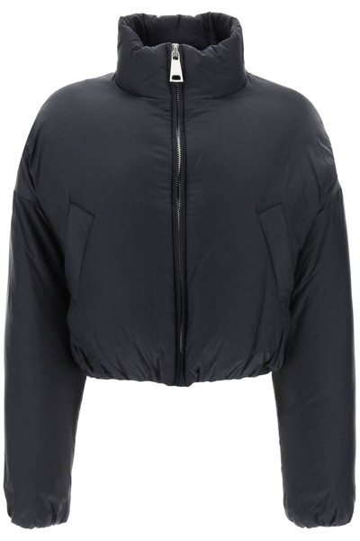 Shop Khrisjoy 'joy' Oversized Cropped Down Jacket In Black