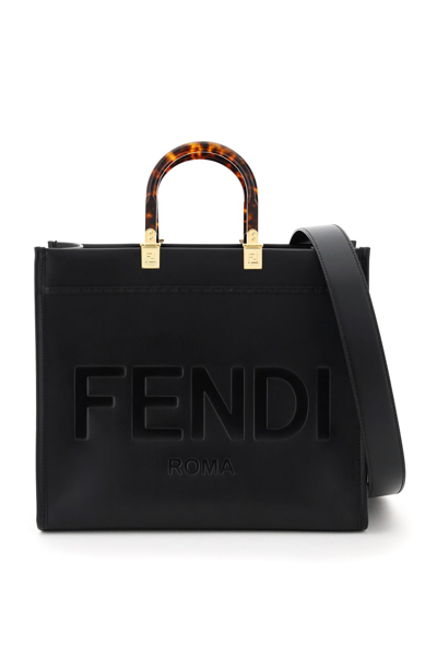 Shop Fendi Sunshine Medium Tote Bag In Black