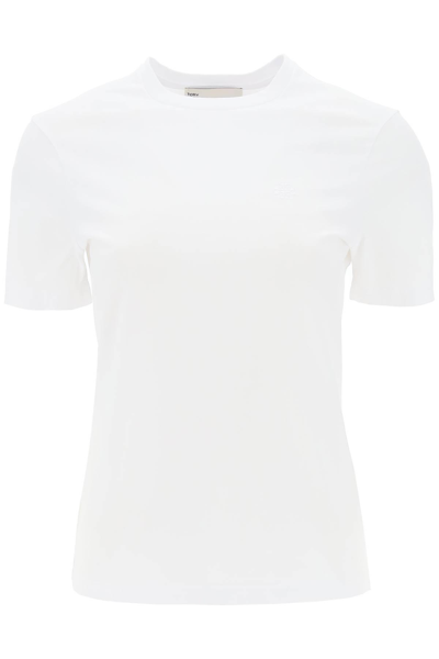 Shop Tory Burch Regular T-shirt With Embroidered Logo In White