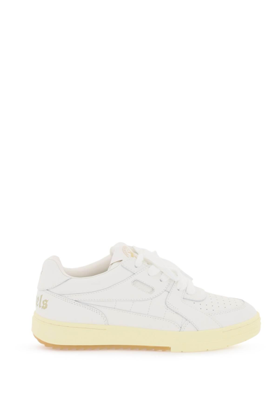 Shop Palm Angels 'palm University' Leather Sneakers In White