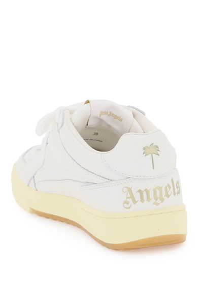 Shop Palm Angels 'palm University' Leather Sneakers In White