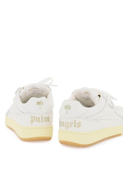 Shop Palm Angels 'palm University' Leather Sneakers In White