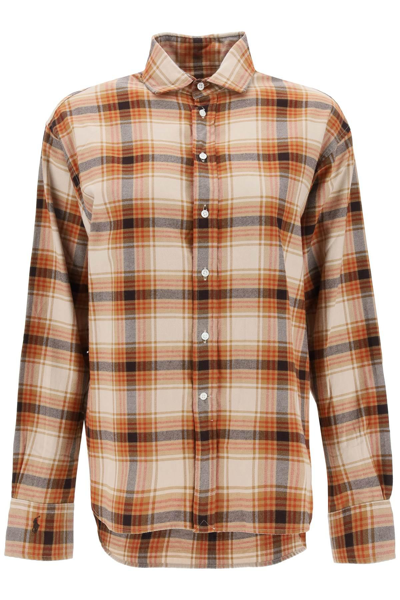 Shop Polo Ralph Lauren Check Flannel Shirt In Beige