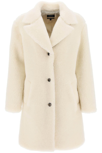Shop Apc 'nicolette' Teddy Coat In White