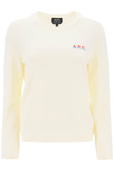 Shop Apc 'albane' Crew-neck Cotton Sweater In White