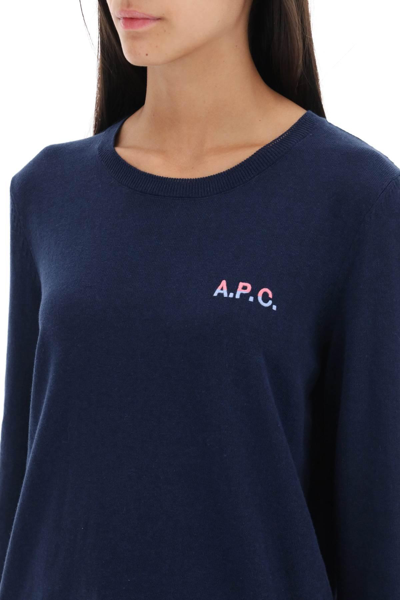 Shop Apc 'albane' Crew-neck Cotton Sweater In Blue