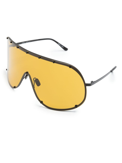 Rick Owens Shield Temple Oversize-frame Sunglasses In 黑色