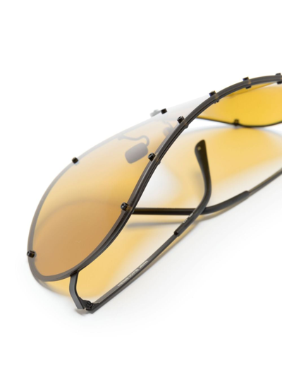 Shop Rick Owens Shield Temple Oversize-frame Sunglasses In 黑色