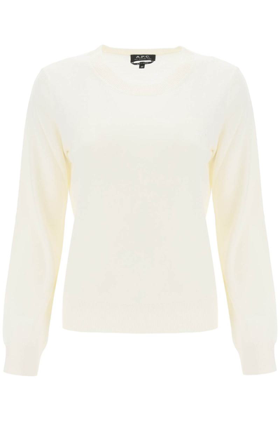 Shop Apc A.p.c. 'virginie' Crew-neck Sweater In White