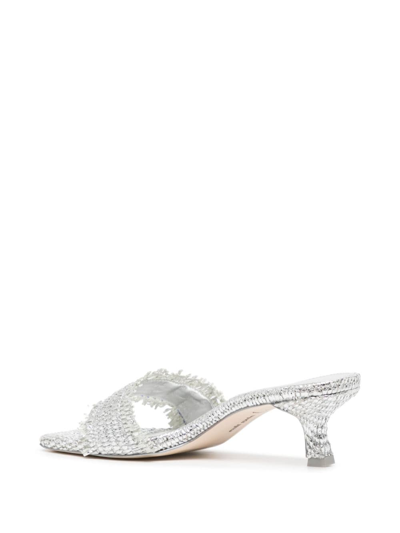 Cult Gaia 60mm Interwoven Metallic Mules In Silver