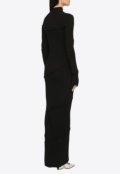 Shop Balenciaga Asymmetrical Ribbed Maxi Dress In Black