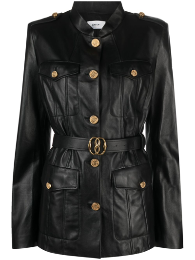 Shop Bally Leather Jacket In Black