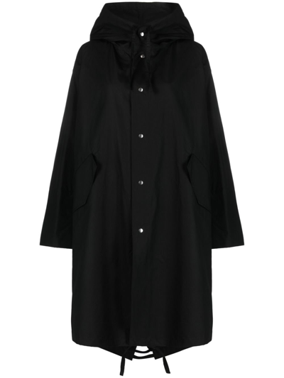 Shop Jil Sander Cotton Midi Parka Coat In Black