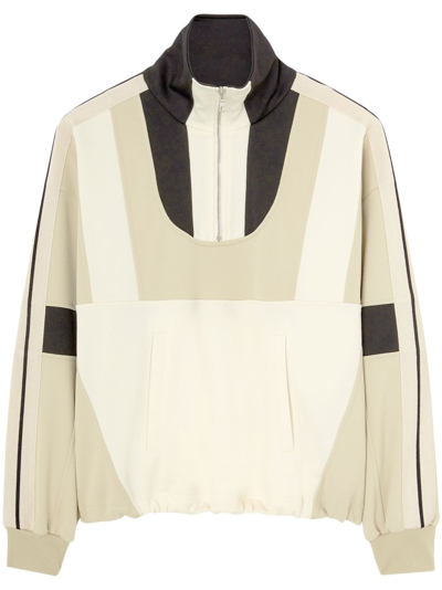 Shop Palm Angels Color-block Half-zip Jacket In Black