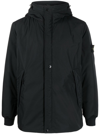 Shop Stone Island Compass-logo Hooded Jacket In Black