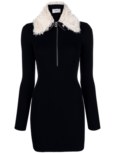 Shop Coperni Zipped Knit Short Dress In Black