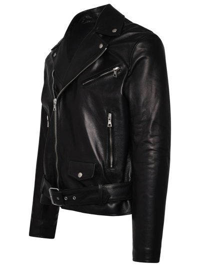 Shop Palm Angels Man  Black Leather Jacket