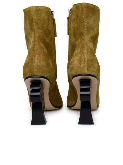 Shop Palm Angels Woman  Beige Suede Ankle Boots In Cream