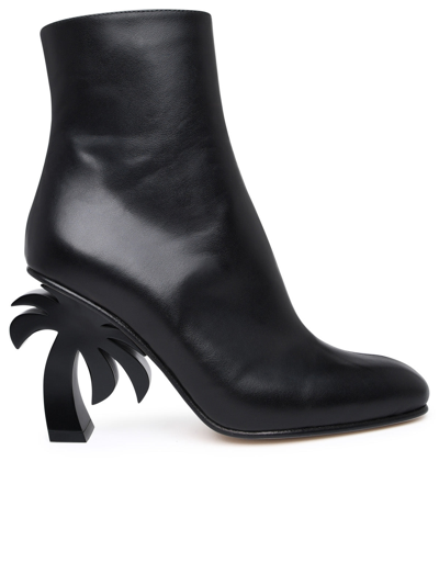 Shop Palm Angels Black Leather Ankle Boots Woman