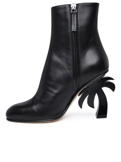 Shop Palm Angels Black Leather Ankle Boots Woman
