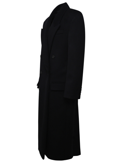 Shop Saint Laurent Woman  Black Wool Coat