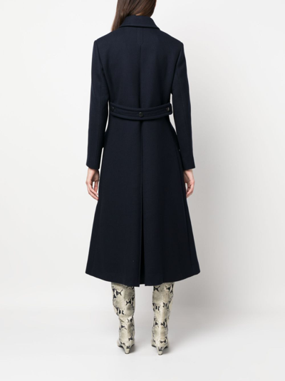 Shop Chloé Tricotine Double-breasted Maxi Coat In Blue