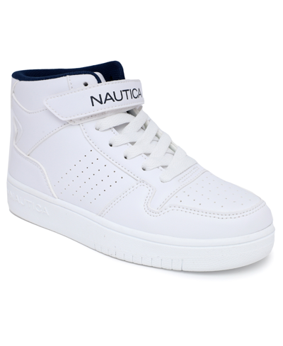 Shop Nautica Big Boys Jarrell Hi Youth Lace Up Sneaker In White Navy Pop