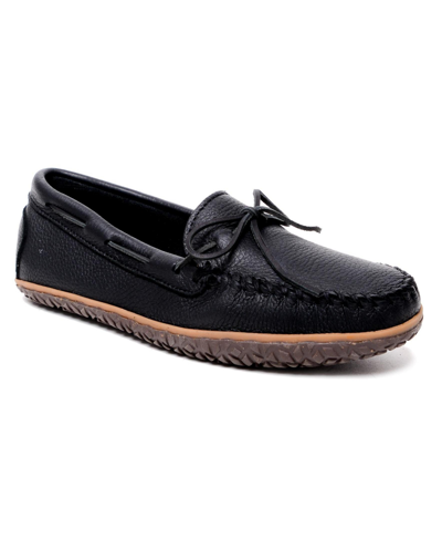 Shop Minnetonka Men's Moosehide Tread Slip-on Loafers In Black