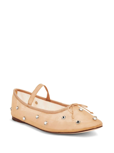 Shop Loeffler Randall Leonie Crystal-embellished Ballerina Shoes In Neutrals